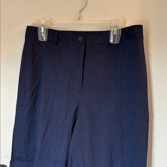 Theory Wide Leg Linen blend navy crop Pants size 10 - Picture 2 of 8